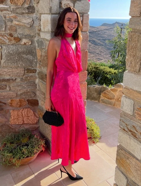 ZARA WOMAN HALTER JACQUARD MIDI DRESS WITH TIE FLORAL FUCHSIA PINK Size S 40.00 - PicClick UK ZARA WOMAN HALTER JACQUARD MIDI DRESS WITH TIE FLORAL FUCHSIA PINK Size S 40.00 - PicClick UK