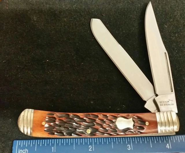 Boker Plus Trapper knife, jigged brown bone handles  =