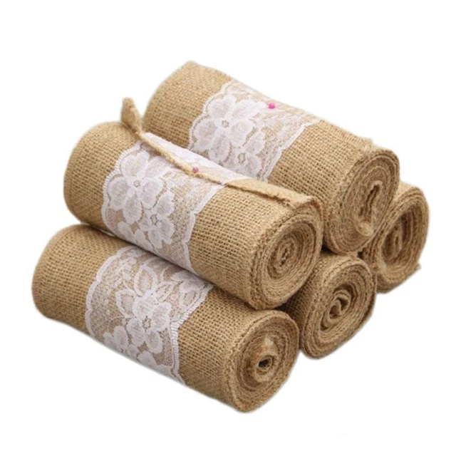 Natural Burlap Craft Ribbon Roll  Decor Wedding Chair Sash Decorations