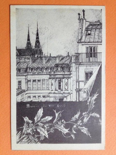 cpa engraving drawing litho 75 - PARIS La MAIRIE du VIIe Arrdt Engraving Drawing