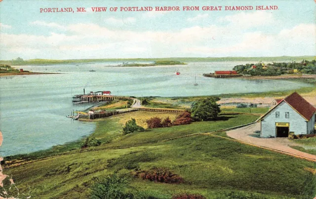Postcard - Portland, Maine, View of Portland Harbor from Great Diamond Island