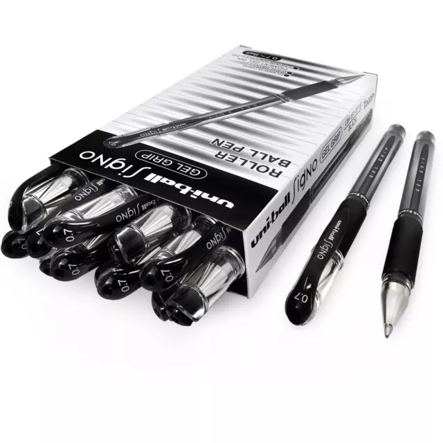 Uni-Ball UM-151S Signo Gel à Bille Stylo – 0.7mm - Noir - Paquet De 12 + 2