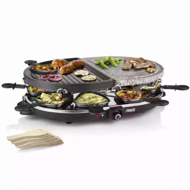 Princess Gril à raclette en pierre avec 8 poêles 1200 W 162710 3