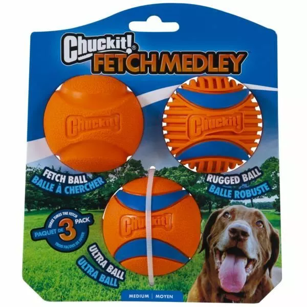 Chuckit Ultra Ball Medley 3 Pack Moyen Chien Balles Robuste Durable En Apporter