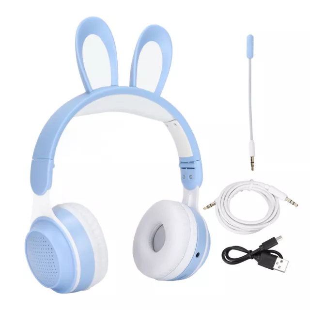 (blue) 02 015 Kid Headphones Long Battery Life Multifunction Support Aux