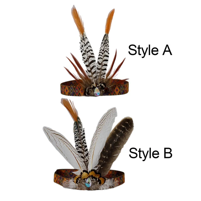 Feather Headband Indian Headpiece Hair Band Indian Fascinator Peacock Costume