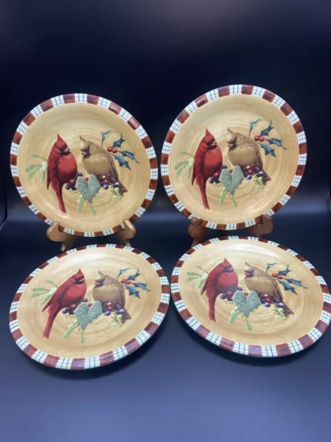 4 Lenox Winter Greetings Everyday Cardinal Catherine McClung 8 1/2” Plates New