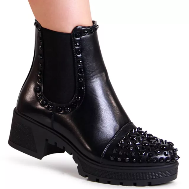 Chaussures Femme Plateforme Bottines Chelsea Boots Bottes Rivets Cheville de