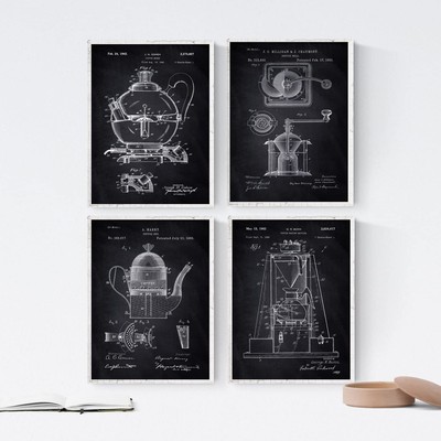 Manifesti con invenzioni e vecchi brevetti 250 Grammi di Alta Qualità. Progetti aerei Nacnic Set di 4 Stampe artistiche VINTAGE con brevetto di aeromobili 