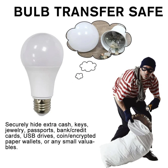 1pc Sight Secret Light Bulb,Safe Light Bulb Diversion Secret Compartment,Storage Realistic Light Bulb Decoy Hiding Box,Secret Hiding Spot- Diversion Stash Hide Valuables,Safes And Safe Accessories