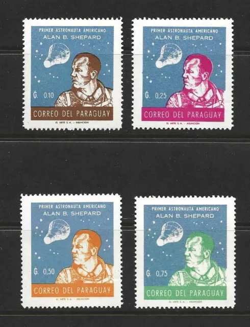 Paraguay Complete Stamp Set Scott #610 - 613 Mnh 1961 Alan Shepard Space