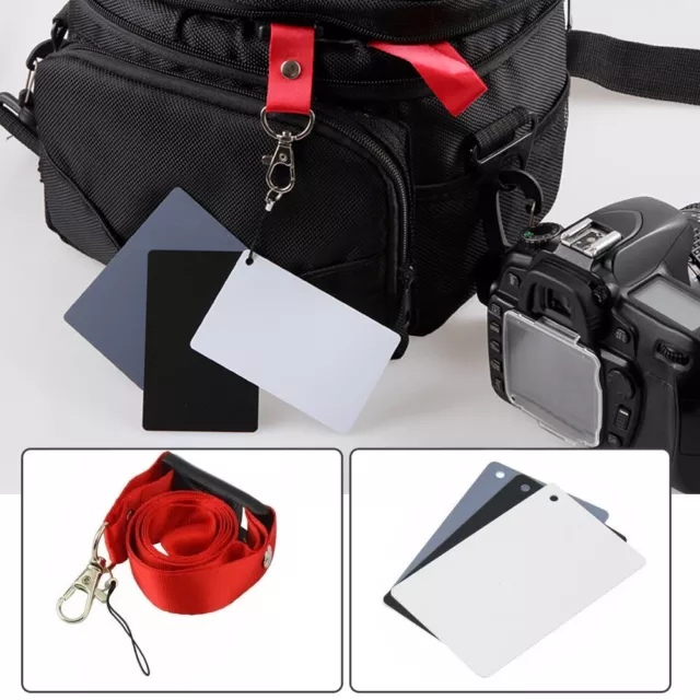 3in1 Digital 18% Black/White/Gray Cards Set Photography Exposure Balance Strap