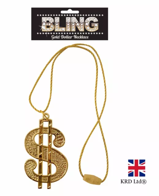 DOLLAR CHAIN NECKLACE Medallion Gangster Rapper Halloween Fancy Dress Costume