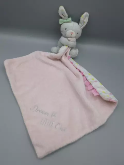 MOTHERCARE PINK CONFETTI Grey Bunny Baby Comforter Dream Big