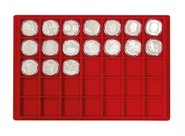 LINDNER 2329-35 Münztableaus 35x 39mm Rot für 10 20 Euro in Münzkapseln 32,5-33