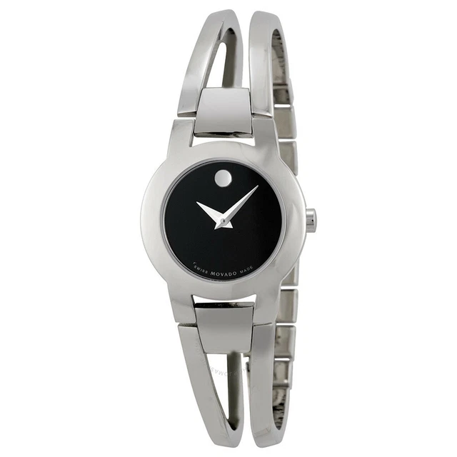 Movado Amorosa Swiss Sapphire Black Dial Bangle Women's Swiss Watch 0604759