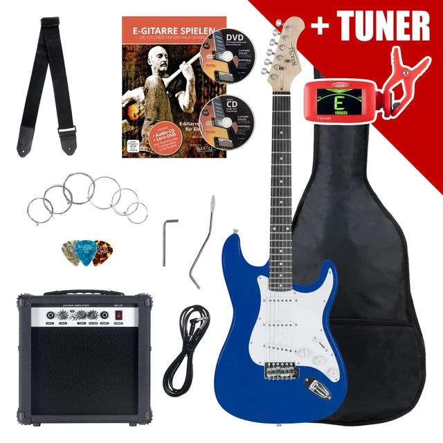 E-Gitarre Einsteiger Set + Stimmgerät Gigbag Tragetasche für werdende Headbanger