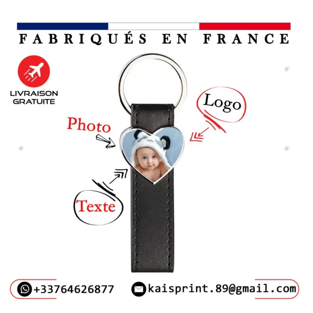 Porte Clé, Personnalisé avec Photo, Logo et Texte - Livraison Gratuite
