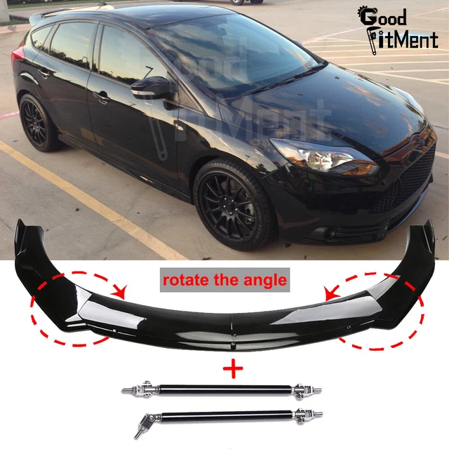 For Ford Focus ST RS Car Front Bumper Lip Splitter Spoiler Body Kit + Strut Rod