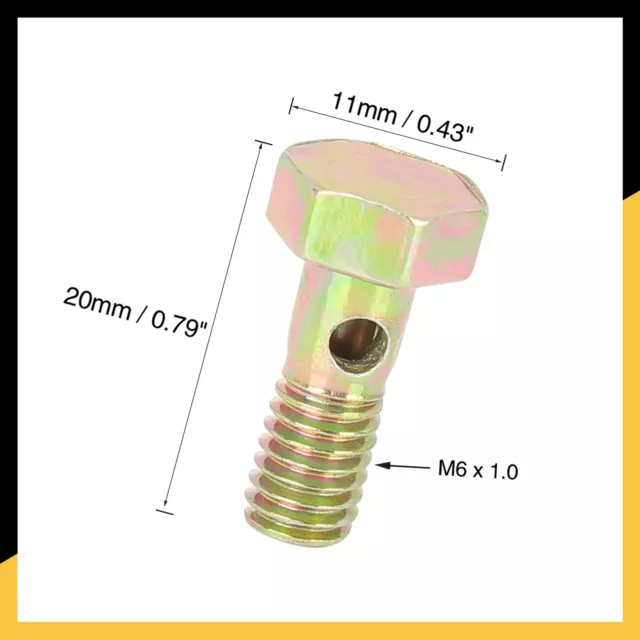 M6x1.0 Tornillo Banjo de Rosca Métrica Adaptador de Freno con Arandelas M6, 4pzs 2