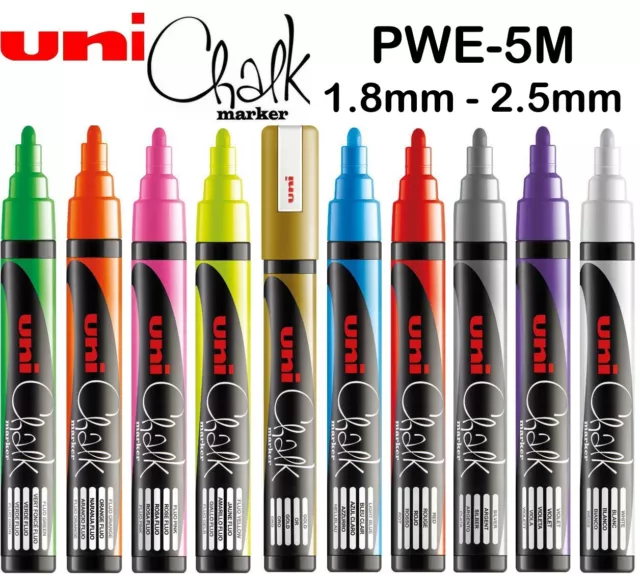 Uni Chalk Marker Pen PWE-5M Bullet Tip Art Blackboard Chalkboard Glass Windows