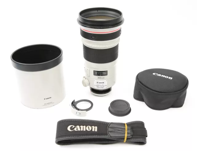 Canon EF 300 mm f/2.8L IS II USM obiettivo con entrambi i cappucci, cofano e cinturino collo