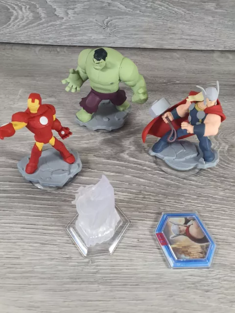 Disney Infinity 2.0 Avengers Lot of 6 Thor Iron Man Hulk Power Disc Crystal