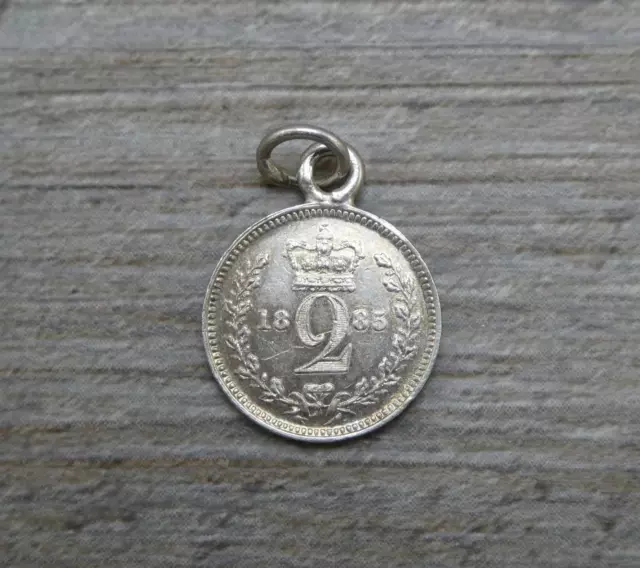 Sterling Silver Queen Victoria 1885 Maundy 2p Twopence Coin Keepsake Charm