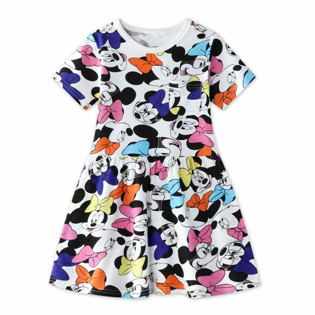 T-shirt pantaloncini stampati a maniche a cartoni animati bambina abito casual estivo 2-9 anni