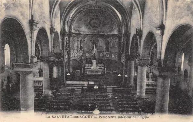 Cpa 34 La Salvetat Sur Agout Perspective Interieur De L'eglise