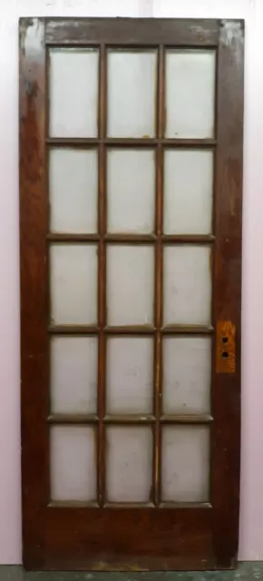 30"x80"x1.5" Antique Vintage  Wood Wooden Exterior French Door Window Wavy Glass