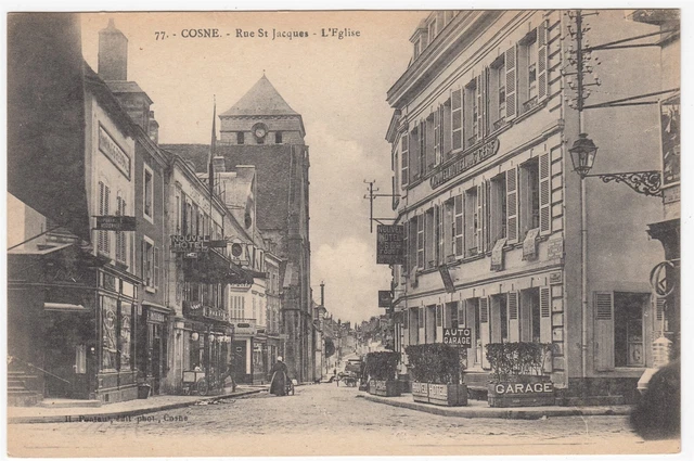 French Postcard "Cosne - Rue St. Jacques - L'eglise"
