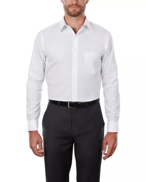 Van Heusen Men’s Dress Shirt White, Regular Fit, Wrinkle Free, XL 17 36/37