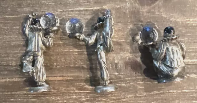 WAPW Pewter Jesters Great Britain Crystal Ball Lot Of 3 Red Black Figurines 3