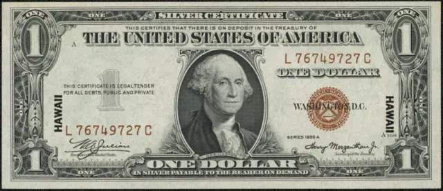 1935 A $1 One Dollar Hawaii Emergency Issue Silver Certificate Note Fr#2300