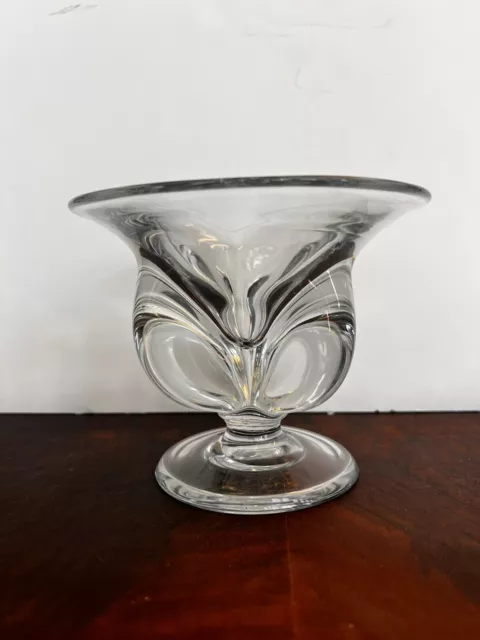 Vintage mid century modern Gulli Ingrid  Art Glass clear glass compote Bowl