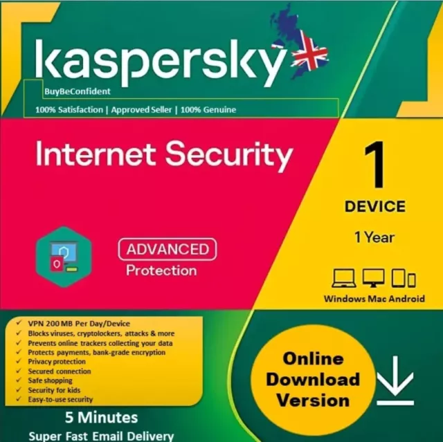 Kaspersky İnternet Total Security 2024 1 dispositivo 1 anno UE - Regno Unito