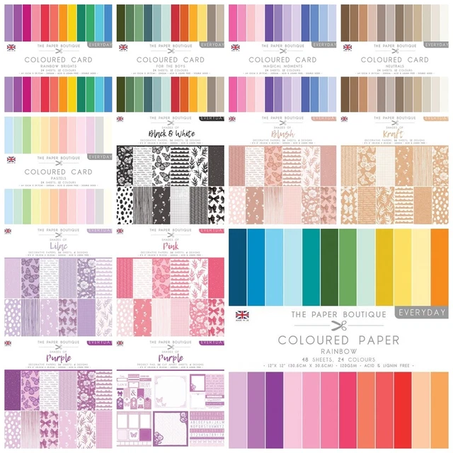 The Paper Boutique "Everyday" Coloured Cards and Papers Scrapbooking Card Making