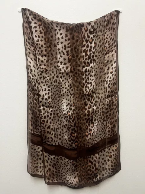 Vintage Silk Valentino Garavani Leopard Print Scarf 62” x 16”