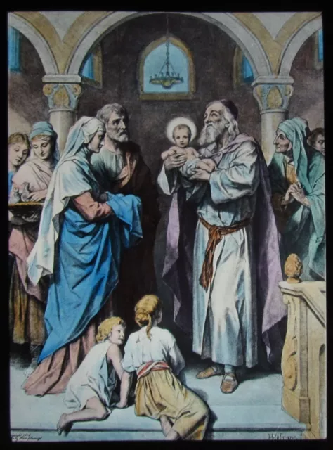 Glass Magic Lantern Slide PRESENTATION AT THE TEMPLE C1900 RELIGIOUS BIBLE