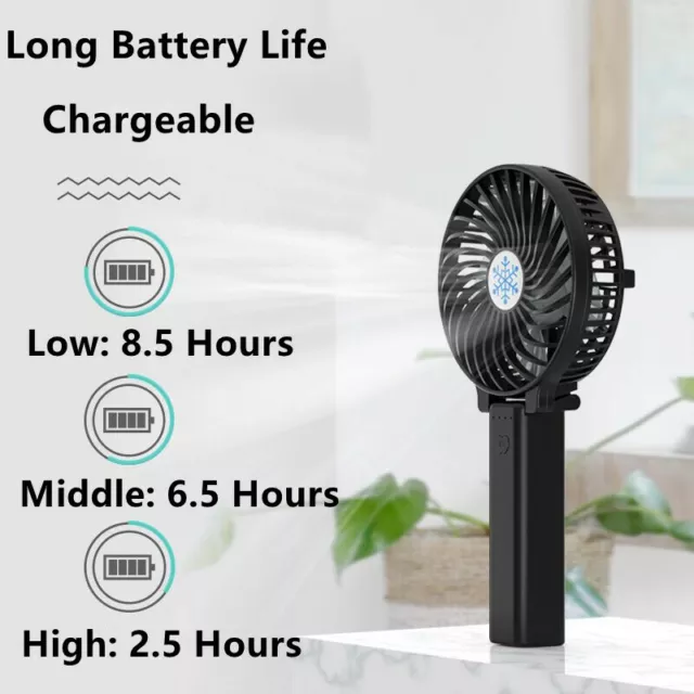 Portable Rechargeable Fan Mini Handy Fan Pocket Size Air Cooler USB 3 Speed 2