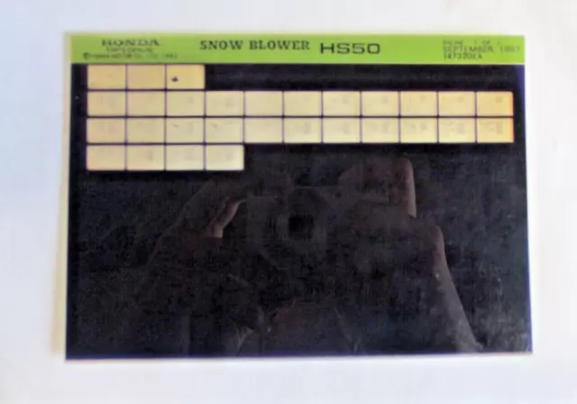 Oem Honda Parts Catalog Snow Blower Hs50 Microfiche 147320Ea