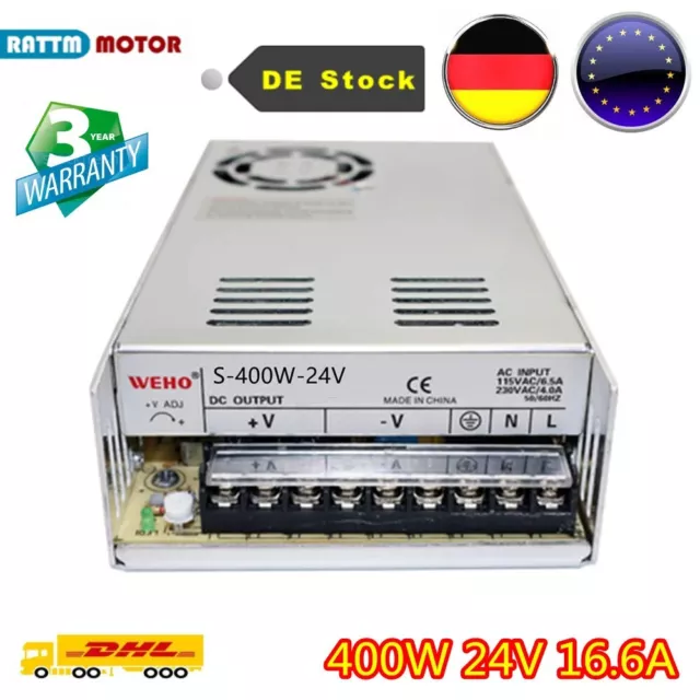 【DE】 DC  24V Netzteil 400W Transformator Schaltnetzteil Adapter LED Power Supply