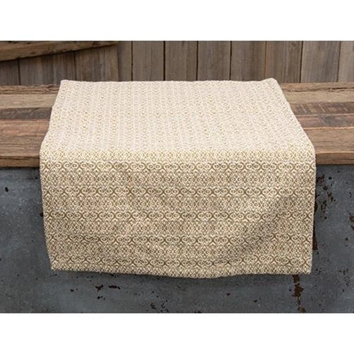 New Primitive Colonial Fairfax CREAM MUSTARD COVERLET TABLE RUNNER Topper 32"