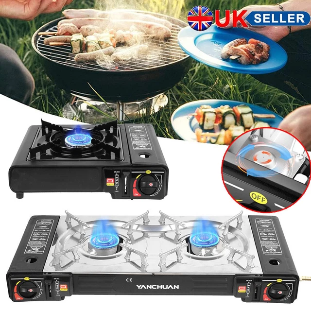 PORTABLE SINGLE/DOUBLE BURNER Gas Stove Camping Butane Cooker Barbecue