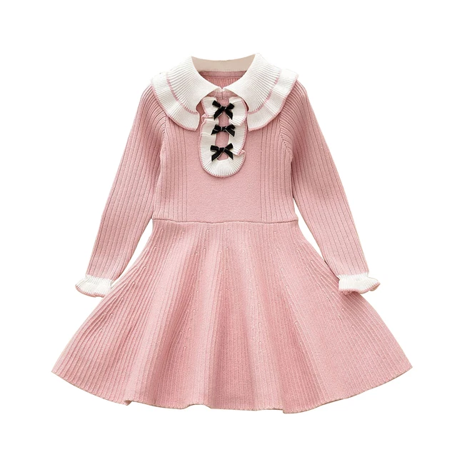 Baby Girls Dress Long Sleeve Knit Sweater Dresses Princess Party Tutu Skirts
