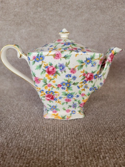 Vtg. Royal Winton Grimwades LTD OLD COTTAGE CHINTZ Teapot Excellent England 6