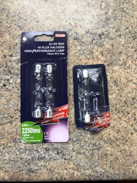 HALOGEN HI-FLUX HIGH PERFORMANCE LAMP-BULBS X3-WORKING-NEVER USED-78mm-R7s CAP