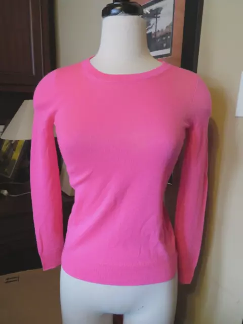 J.Crew Collection Bright Pink 100% Cashmere Turtleneck Sweater ~XXS Stain bottom
