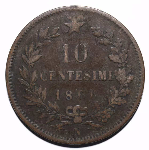 1866 Italy Ten 10 Centesimi - Vittorio Emanuele II - Lot 721